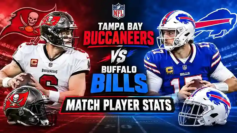 Tampa Bay Buccaneers vs Buffalo Bills match player stats featuring both NFL teams and quarterbacks.