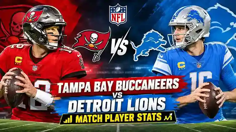 Tampa Bay Buccaneers vs Detroit Lions Match Player Stats featuring both NFL teams in a football matchup.